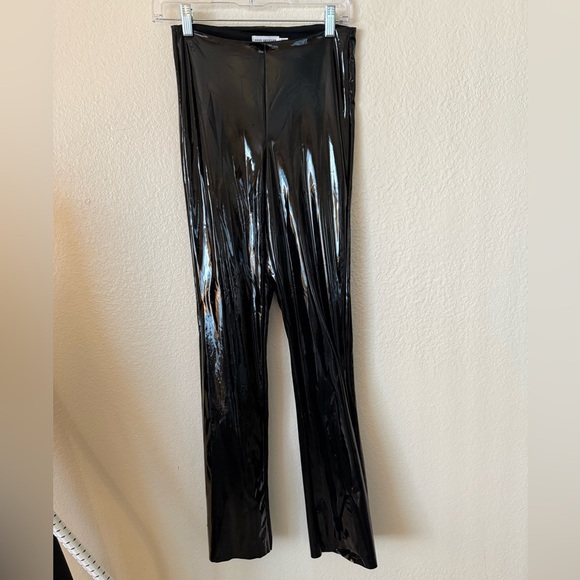 NEW! Good American pull on Glossy Black liquid vinyl Flare Pants - Picture 11 of 14